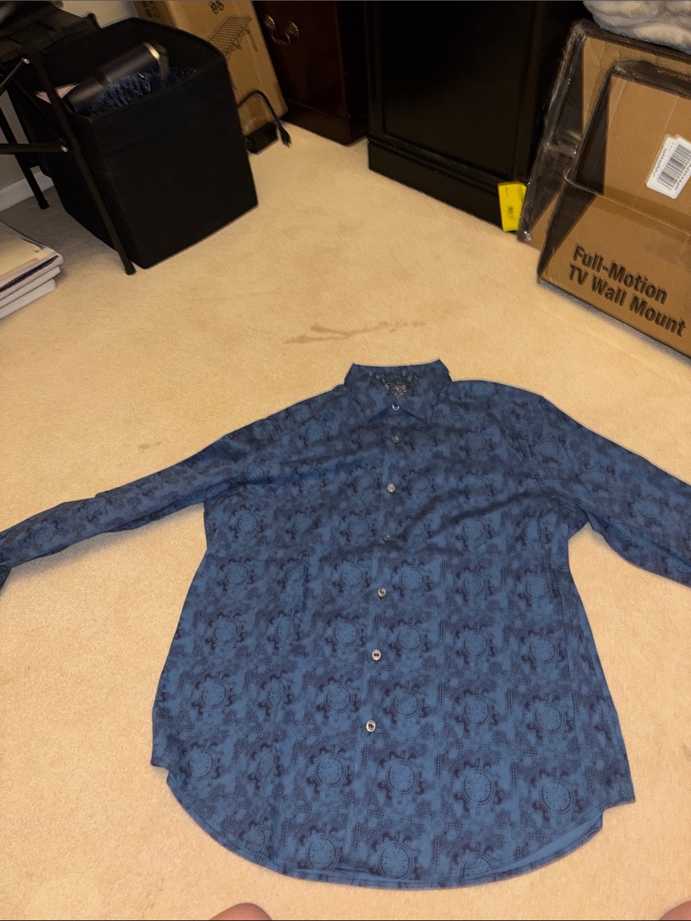 Robert Graham Navy Blue Patterned Long-Sleeve Button-Down Shirt